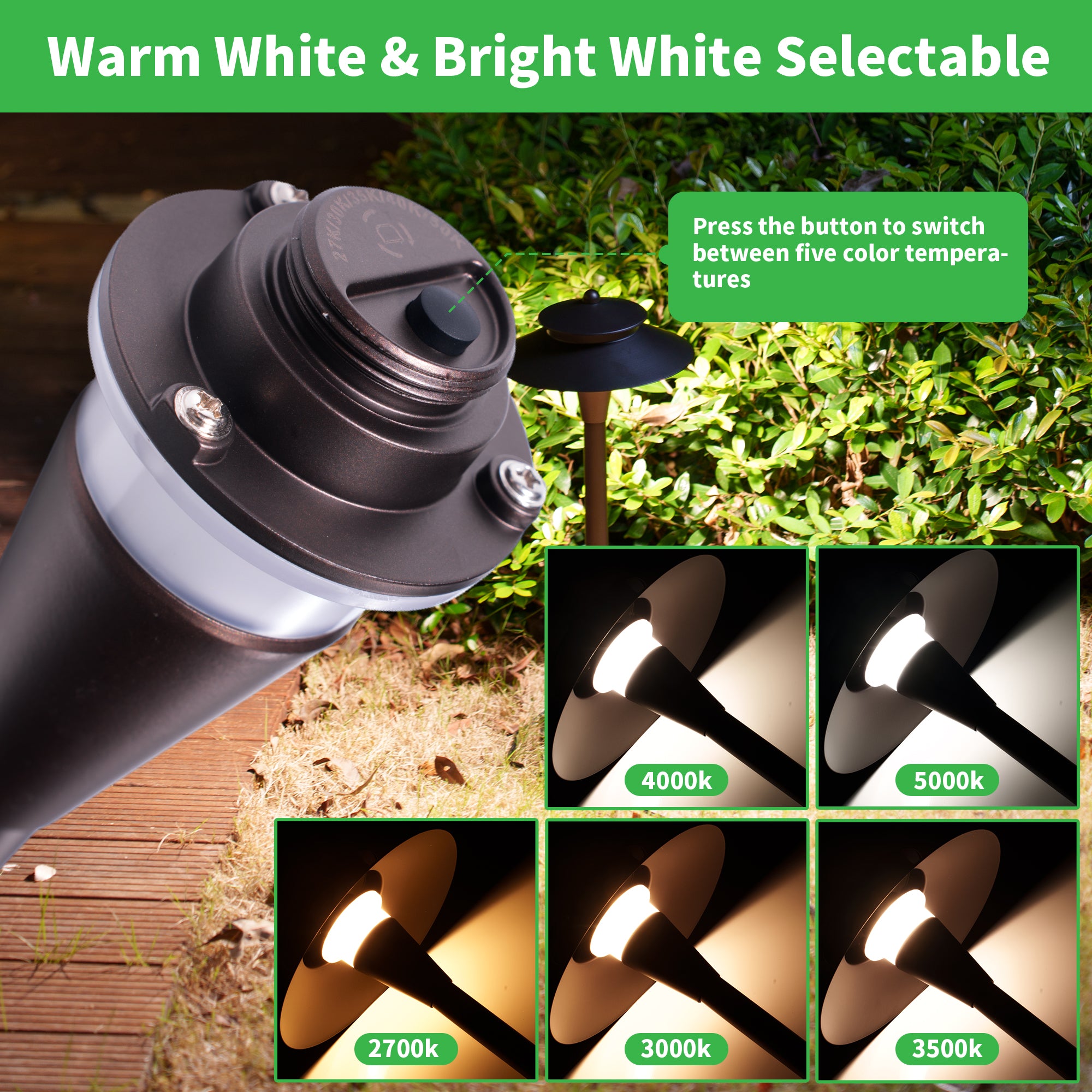 Five color temperatures tall led landscape lights wired