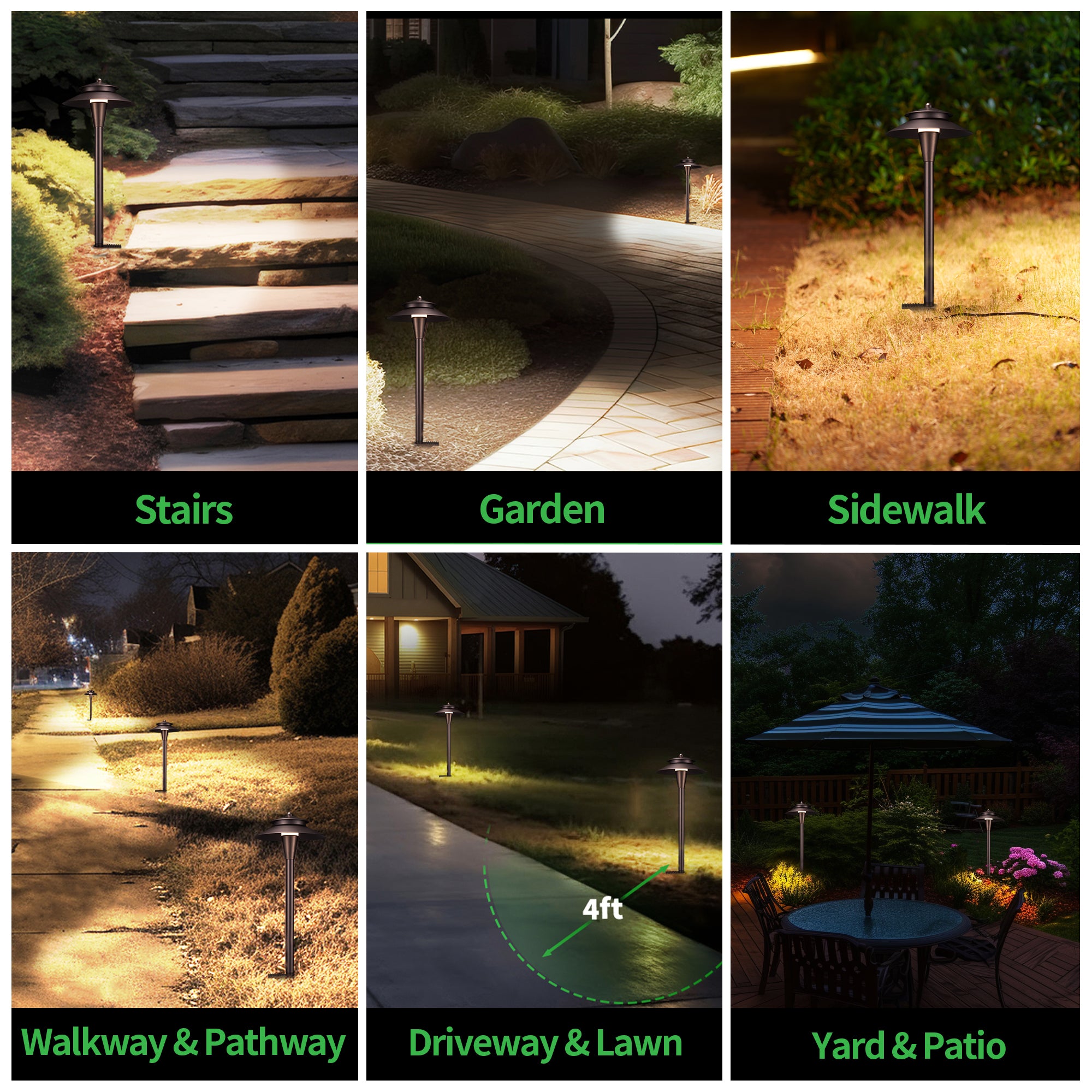 Five color temperatures walkway lights outside