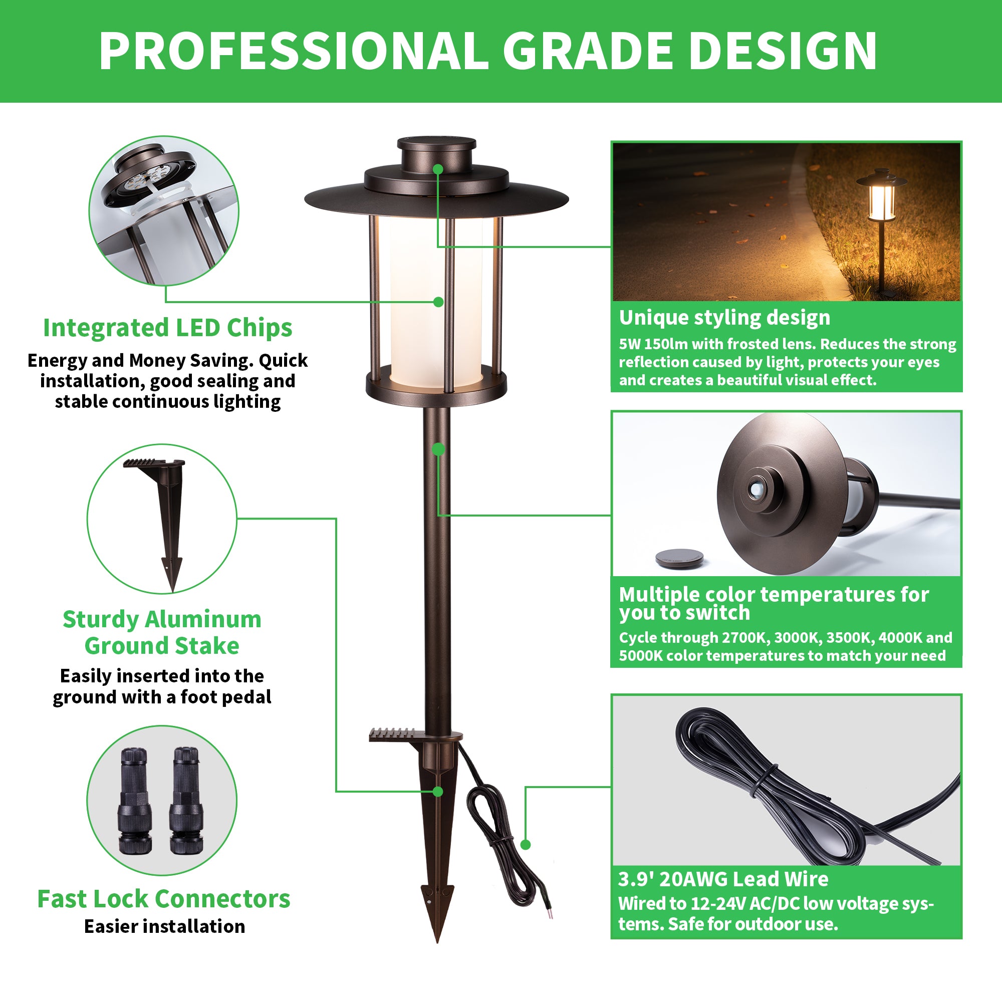 pathway lights low voltage metal