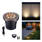 Varmtalys in-ground well light with LED bulb showing oil rubbed bronze finish with anti-glare grated top design