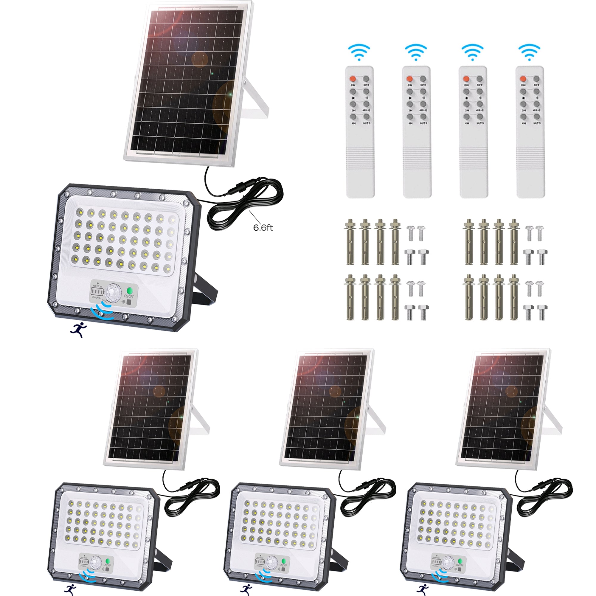 Solar Flood Light with Motion Sensor & Remote – 2250LM 6500K Waterproof Outdoor Security Lamp, 12500mAh Battery, Dusk to Dawn Lighting