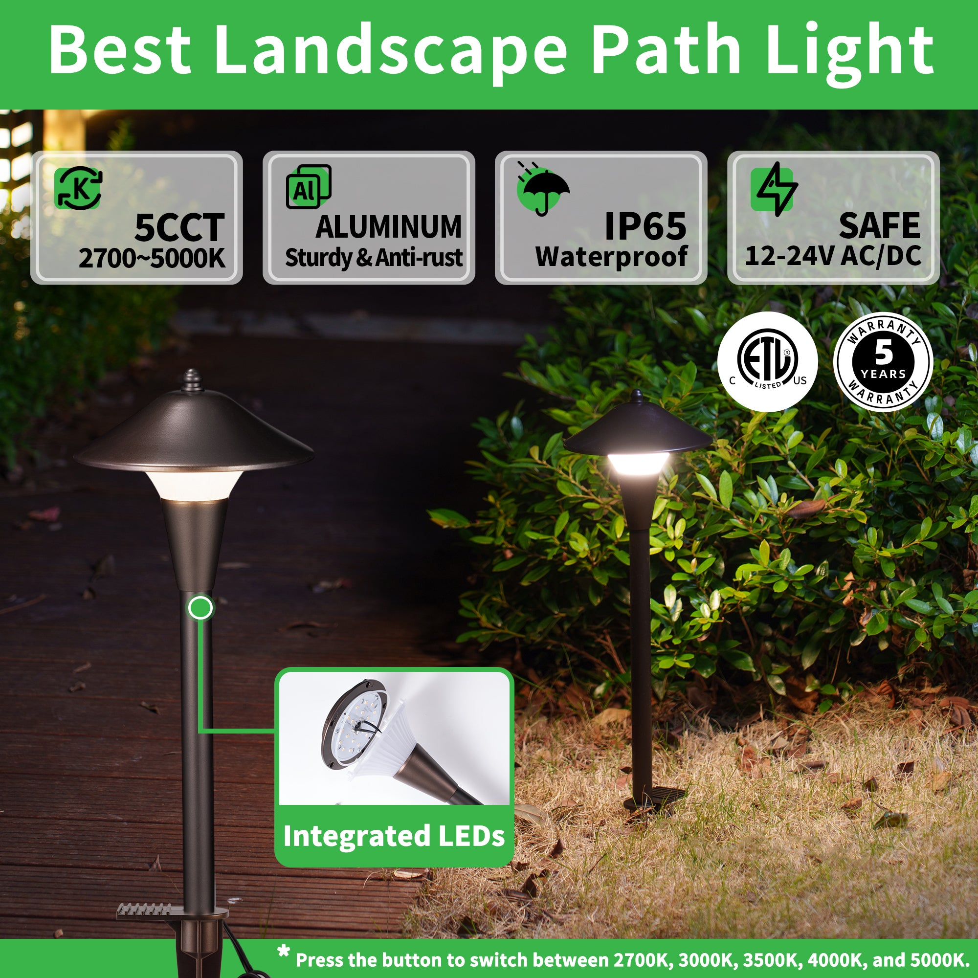 5cct path lights wired