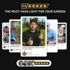 Influencer demonstrating Varmtalys solar pathway light in real garden setting showing easy installation and motion sensor functionality