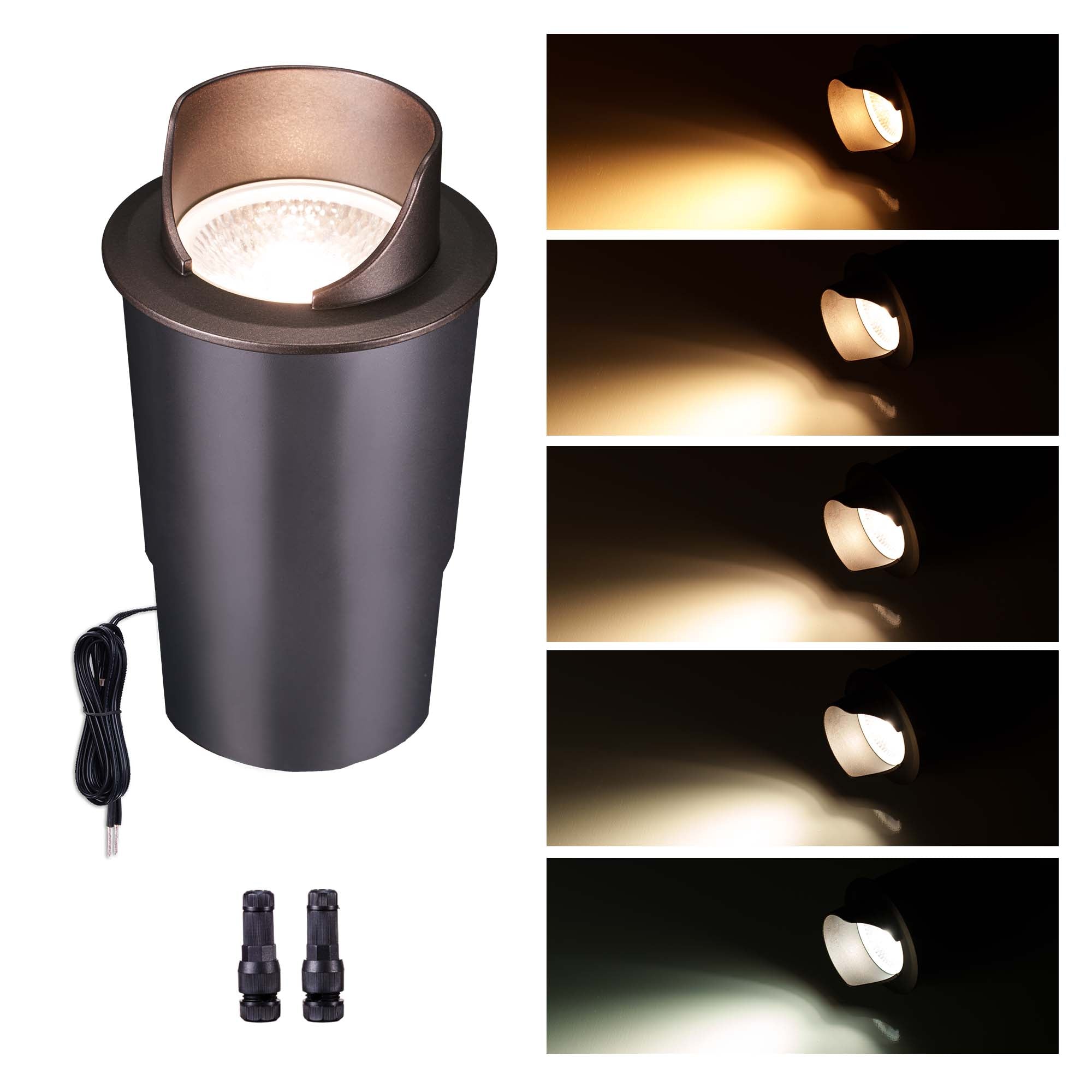 Aluminum In Ground Well Lights, 12V Low Voltage 5CCT Selectable