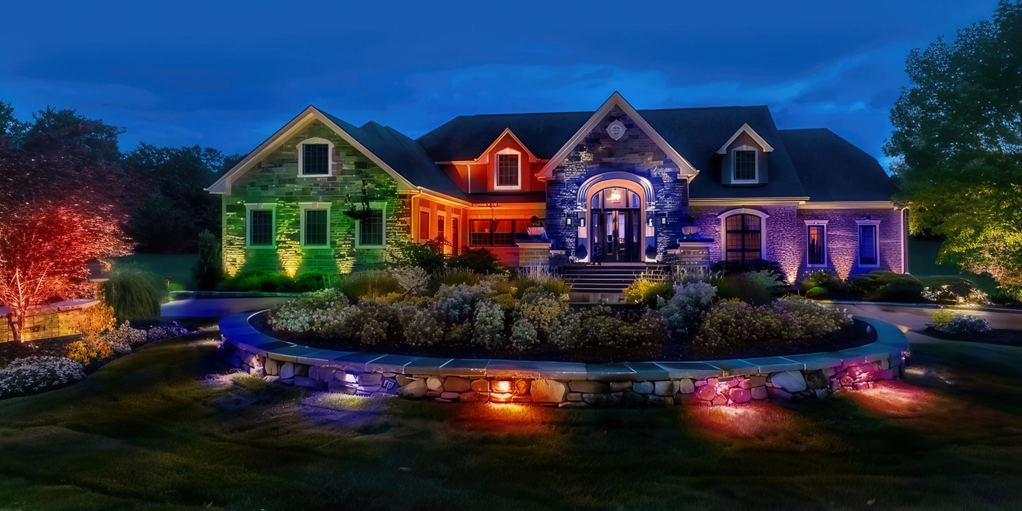 rgb colorful spotlight hardscape light