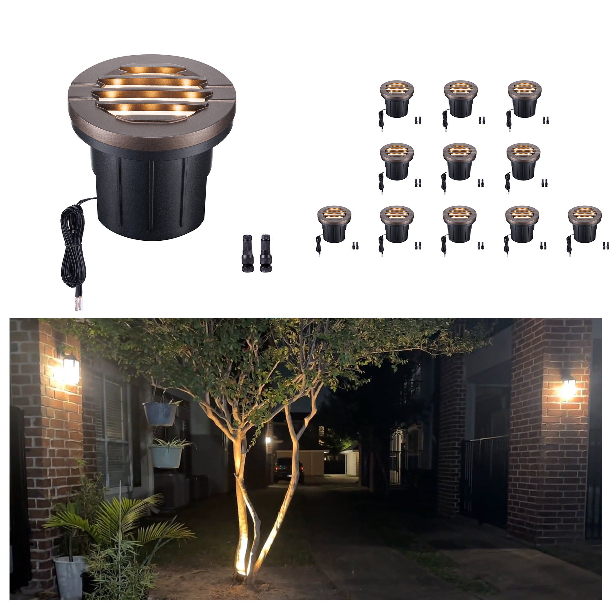 Garden Pathway Lighting 12V Low Voltage LED Landscape Lights 4-Pack - IP67  Waterproof In-Ground Well Lighting Warm White Warm White Outdoor Lighting, image size:2000x2000
